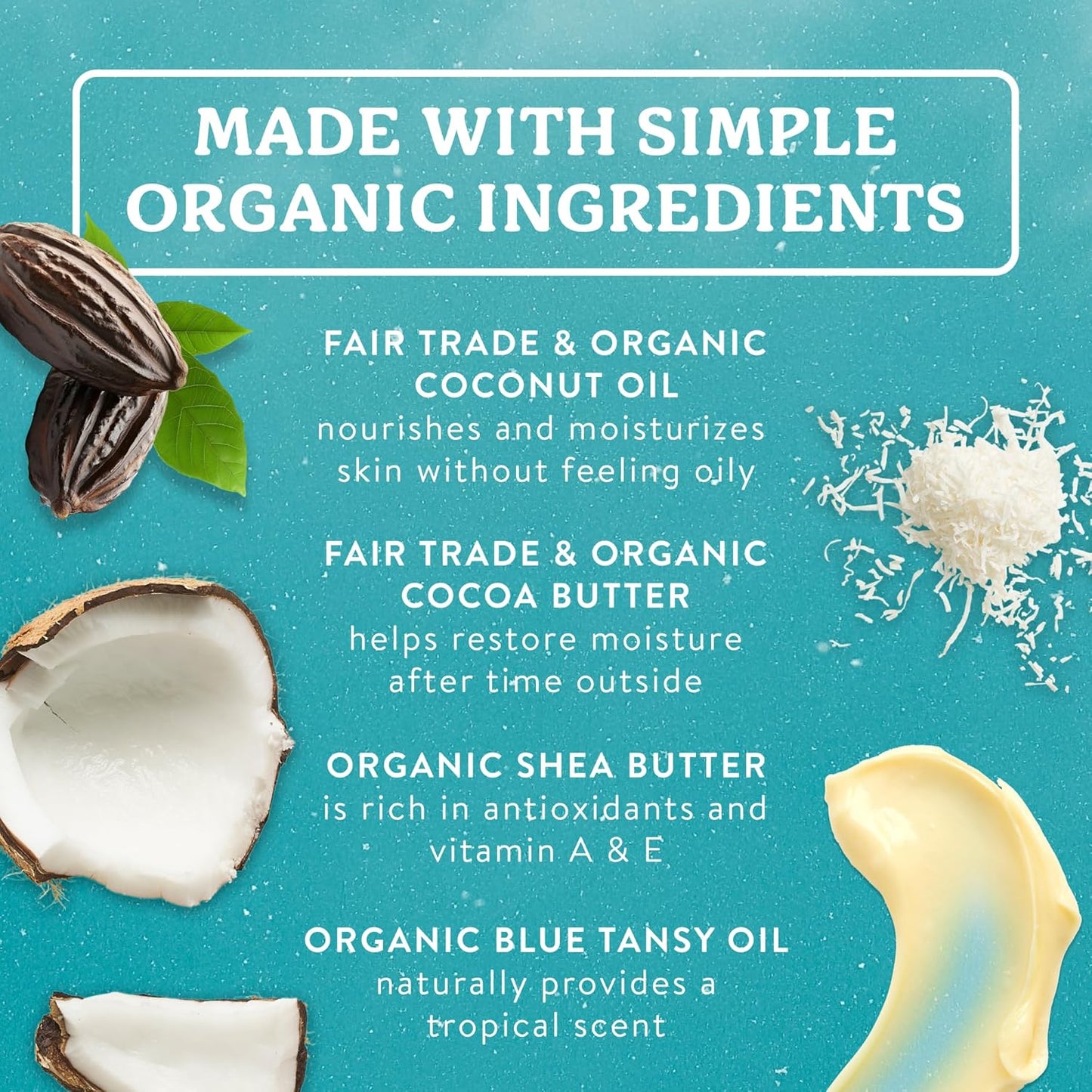Coconut after Sun Balm with Organic Cocoa Butter & Shea Butter, Rescue Balm, Soothing & Cooling Balm for Tight Dry Skin after Sun Exposure, 2 Oz